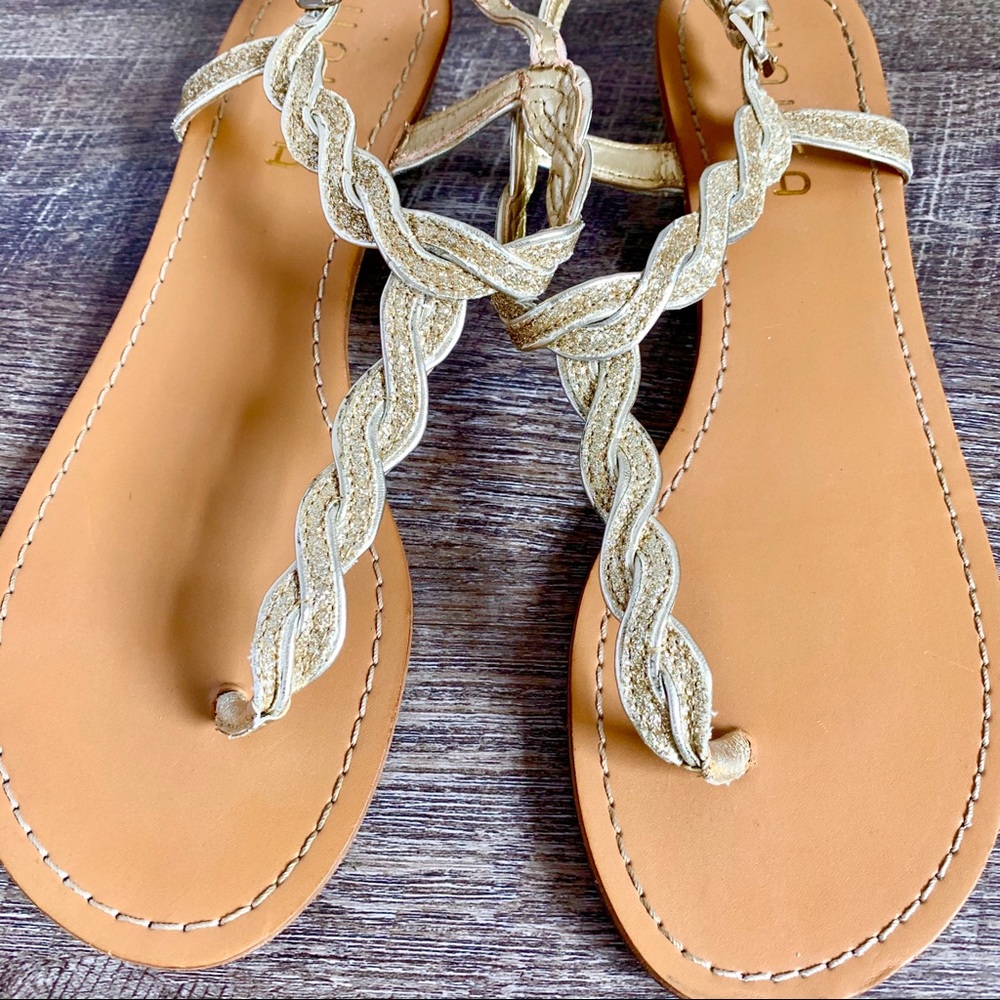 Unisa Gold Tan Sparkling Sandals Women’s Sz 8.5